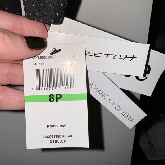 Amanda & Chelsea blazer black with polka dots petite size 8p *NWT* - Picture 2 of 4